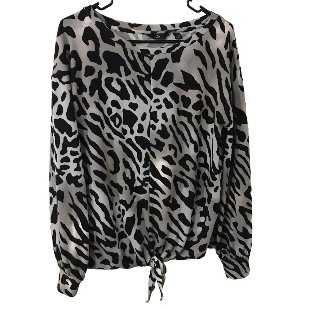 3/$15 G by Giuliana gray and black leopard print long sleeve top small